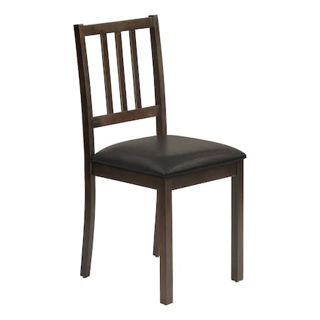 Dining Chair, Set Of 2, Side, Upholstered, Kitchen, Dining Room, Brown Leather Look, Brown Wood Legs